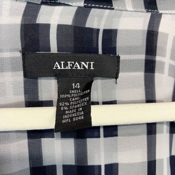 Alfani Navy Plaid Sheer Top with Tank - Picture 5 of 9
